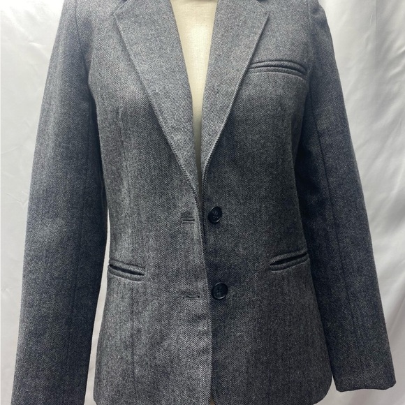 Women's Gray Herringbone Wool Blazer Size 6 By The Individualist Luxury Money - Picture 1 of 12